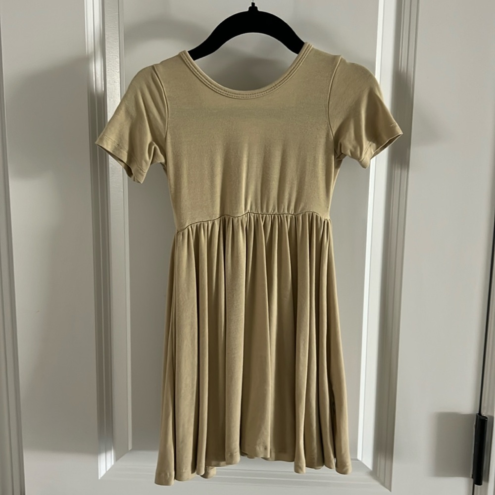 Kyte Baby Twirl bamboo dress - neutral khaki color - 12 - 18 months